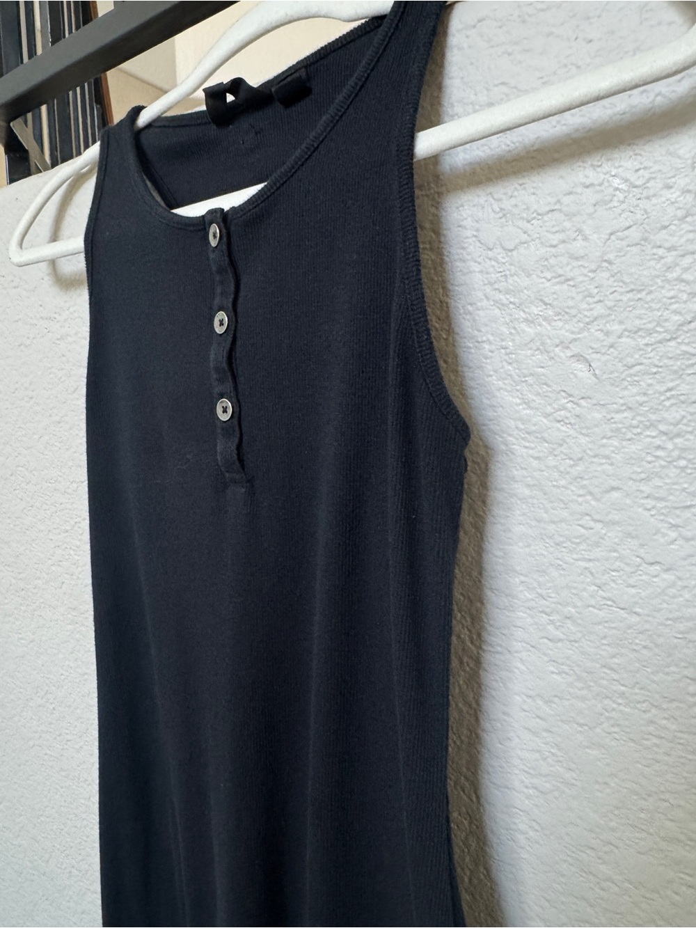 Roxy Black Ribbed Racerback Henley Midi Dress Side Slit XS - Picture 4 of 11